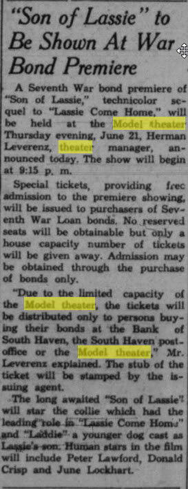 Model Theater - Jun 13 1945 Article (newer photo)